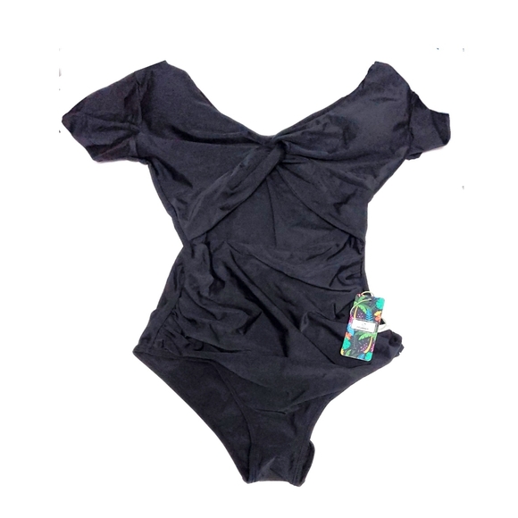 NWT Peddney Women M One Piece Ruched Tummy Control Cutout  Bathing Suit … - Picture 5 of 6